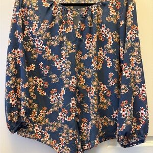West Kei Navy Floral Blouse